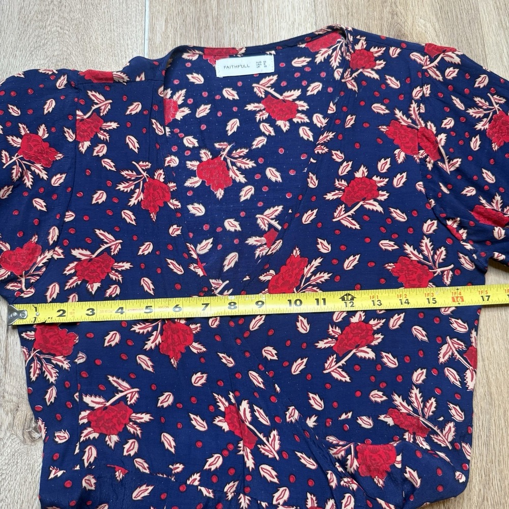 Faithfull the Brand | Atlas- Navy Blue Floral Print Wrap Dress | Size 8 - Picture 8 of 8